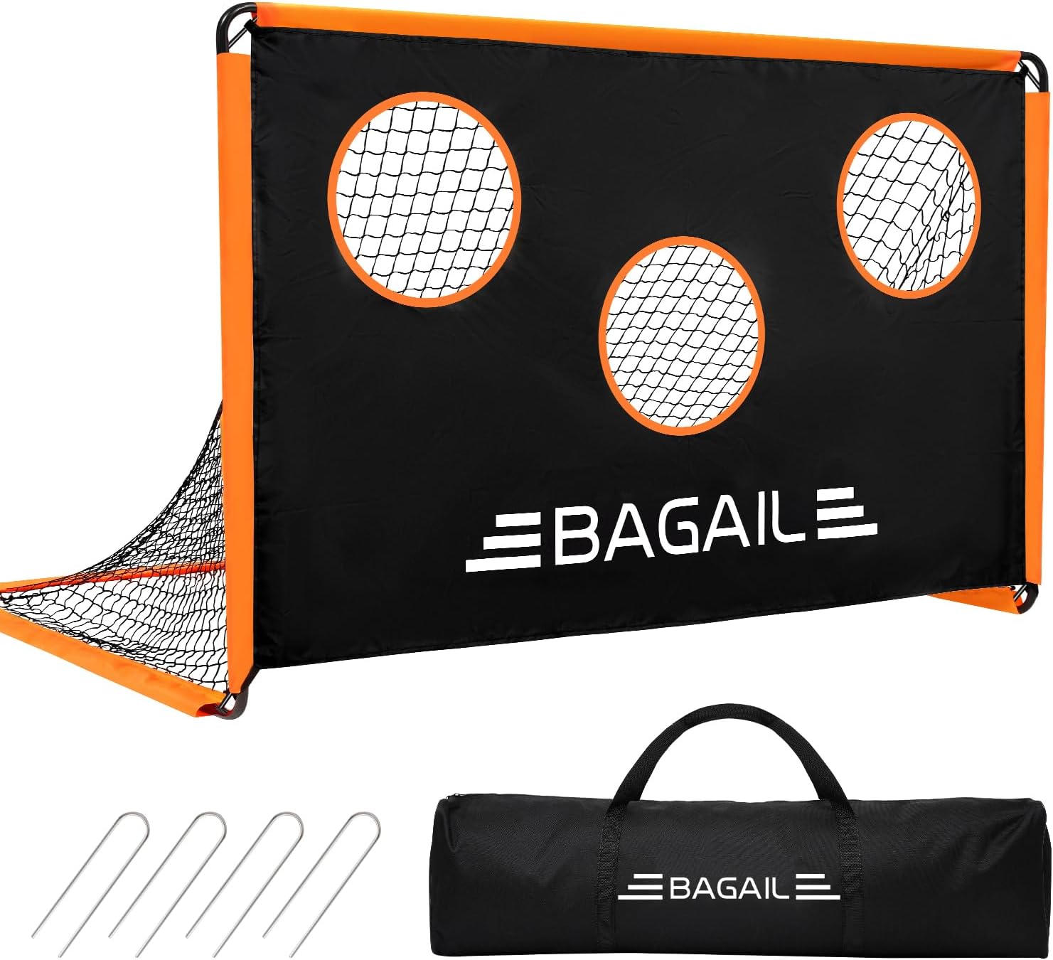BAGAIL Soccer Goal, 2-in-1 Soccer Net with Targets, 6x4 FT Pop Up Soccer Trainer for Backyard with Detachable Target Cloth and Carry Bag, Indoor Outdoor Fun Soccer Game
